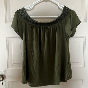 Green off the shoulder comfy top